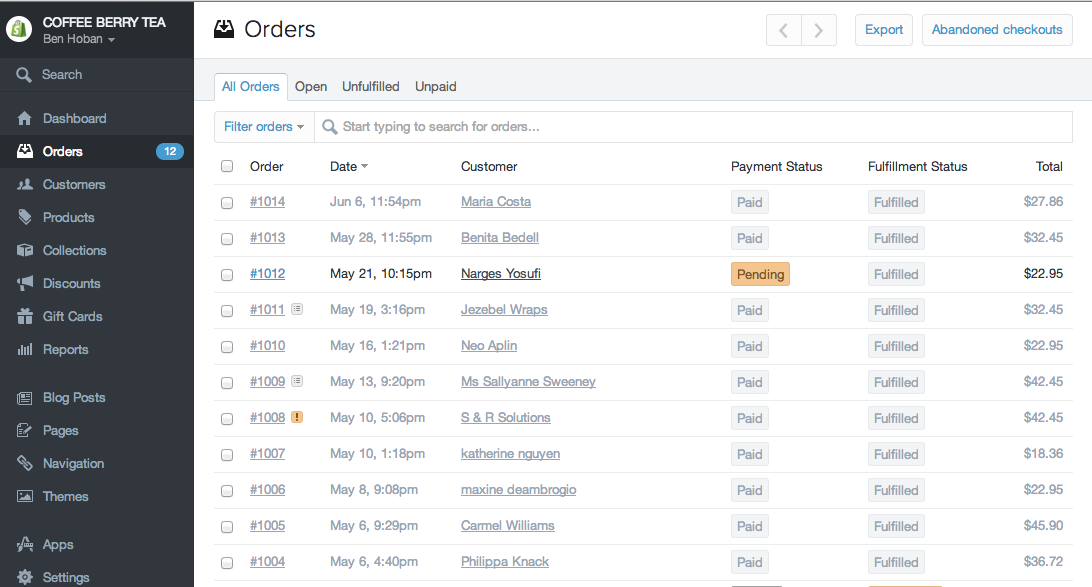 Orders and Payment can be managed easily in Shopify with most payment providers including PayPal